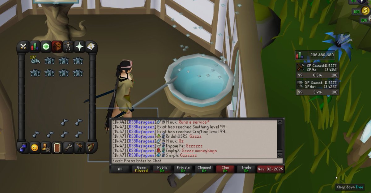 existrs's tweet image. 99 Smithing + Crafting