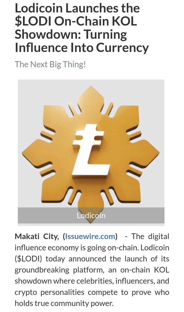 $LODI Press Release ready #Lodicoin