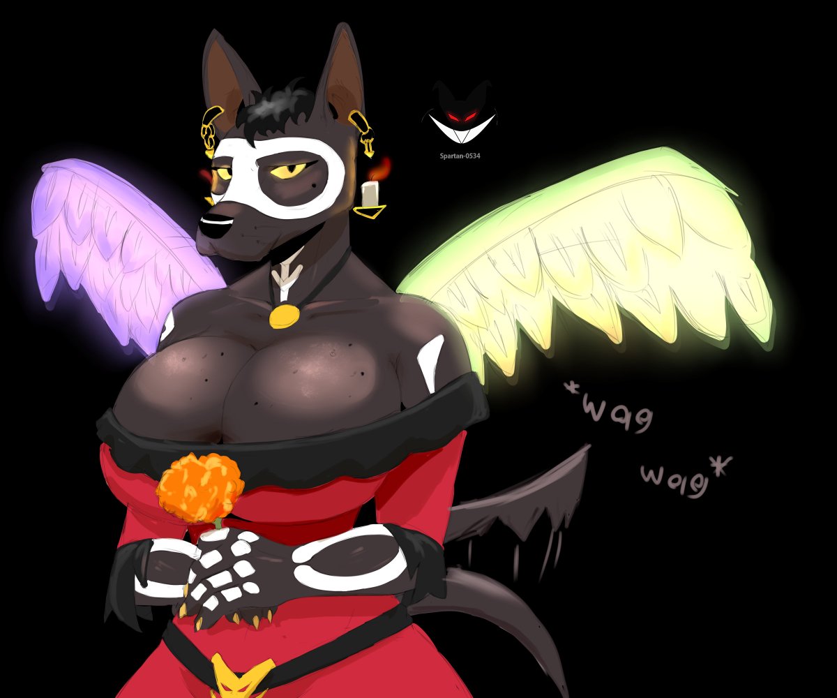 Feliz Dia de los muertos, aqui tengan una Xoloitzcuintle preguntandose si te comeras ese pan de muerto que no te has terminado.

#sketch #doggirl