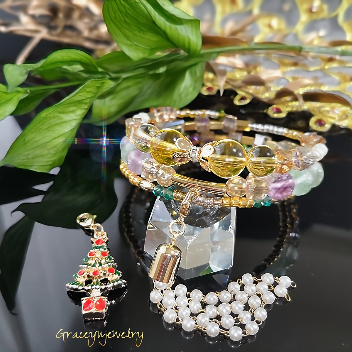 ୨୧⑅*様お取り置きです。No．855 レジン パワーストーン フロー