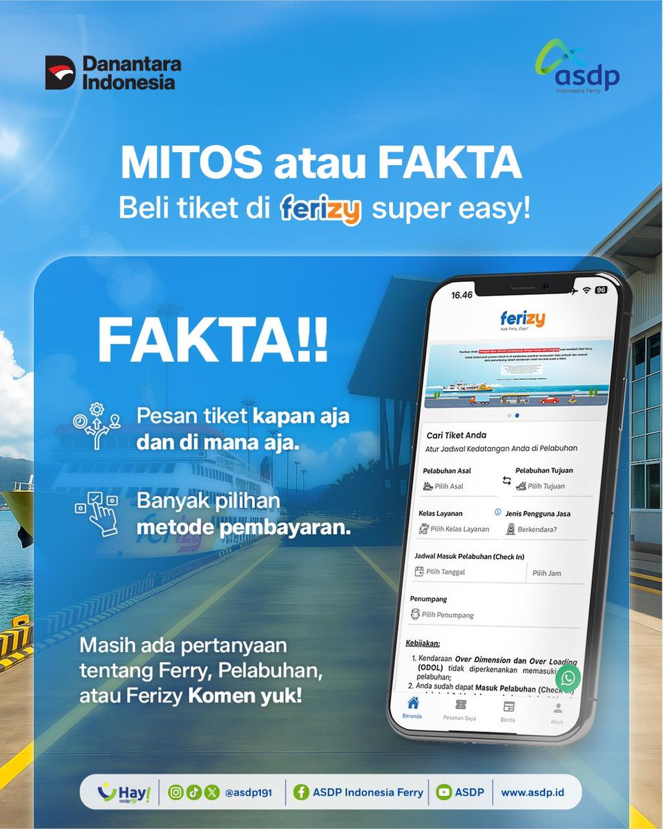 🚢✨ Bener nggak sih yang kamu tahu soal penyeberangan?
Katanya truk ODOL itu bisa naik ferry atau manifest cuma formalitas doang? 🤔

Eits, nggak semua yang kamu dengar itu fakta, loh!
Yuk, cari tahu mitos dan faktanya langsung dari post ini biar perjalananmu makin aman, nyaman,