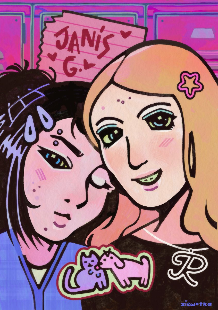 I saw people shipping  Regina George and Rodrick Heffley so I had to put a stop to it by drawing Janis x Regina fanart 💕💕💕 Be so fr Regina would've hit Rodrick w her car and not even care