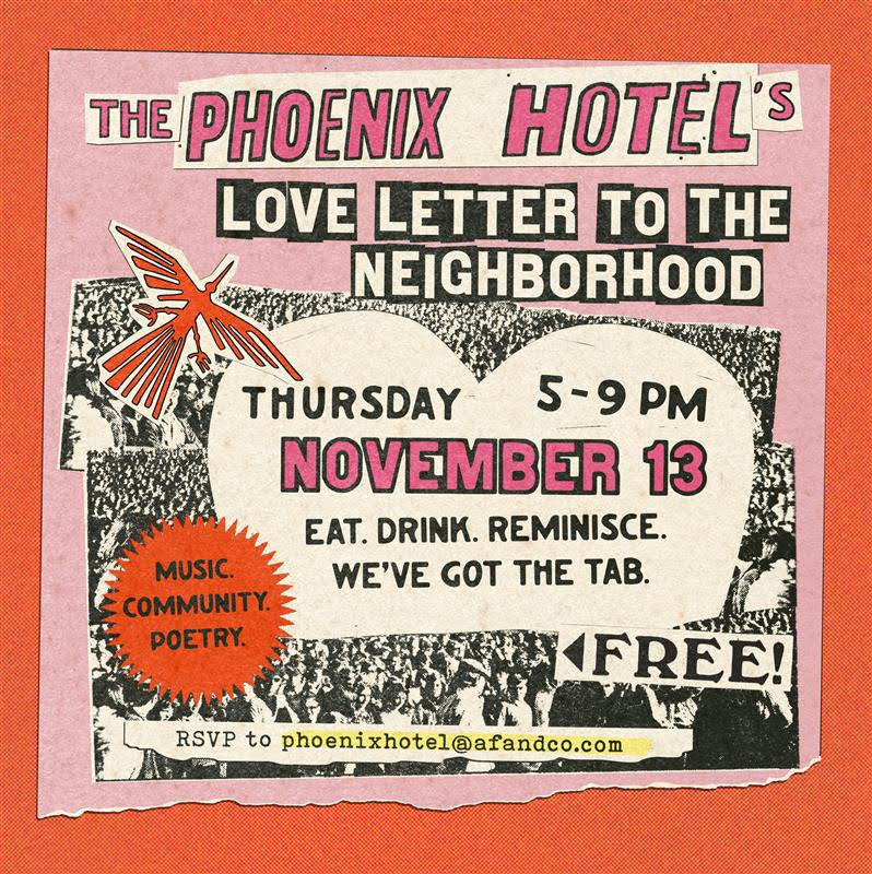 CHAMBERSsf's tweet photo. A love letter to the Tenderloin, written in tattoos, poetry, and poolside goodbyes. 🖤
Join us Nov.13, 5–9pm, as The Phoenix Hotel takes its final bow with an unforgettable farewell to the neighborhood that made us legendary.

Free event. Art, music, flash tattoos. https://t.co/hsBnDwWUZw