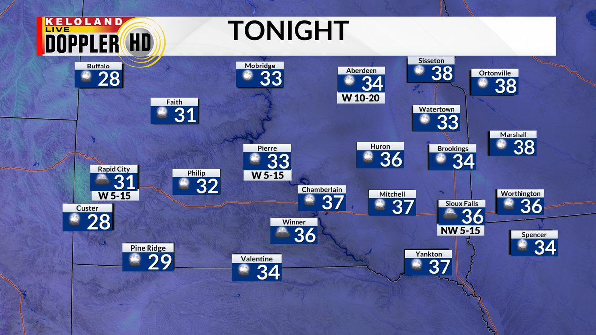 Temperatures jumped back to above average in KELOLAND today and now we are ending it off with a new sunset time around 5 PM. Going into tonight, lows will fall into the 20s and 30s with lighter winds.
keloland.com/weather