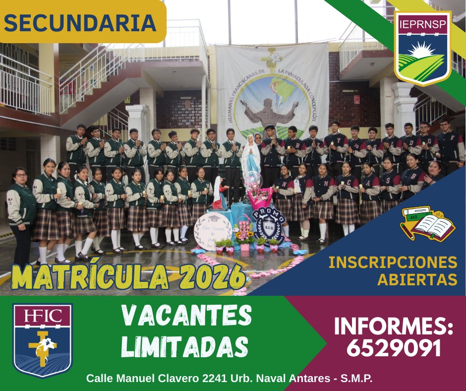 ieprnsp's tweet photo. 📢 ¡Iniciamos el proceso de #Admisión2026! 🎉

👧👦 Contamos con los niveles:

✅ Inicial
✅ Primaria
✅ Secundaria

📍 Los informes son presenciales en las instalaciones de nuestra institución educativa.

📚 ¡Te esperamos para formar parte de nuestra gran familia educativa! 💙 https://t.co/4raZoD3DGA