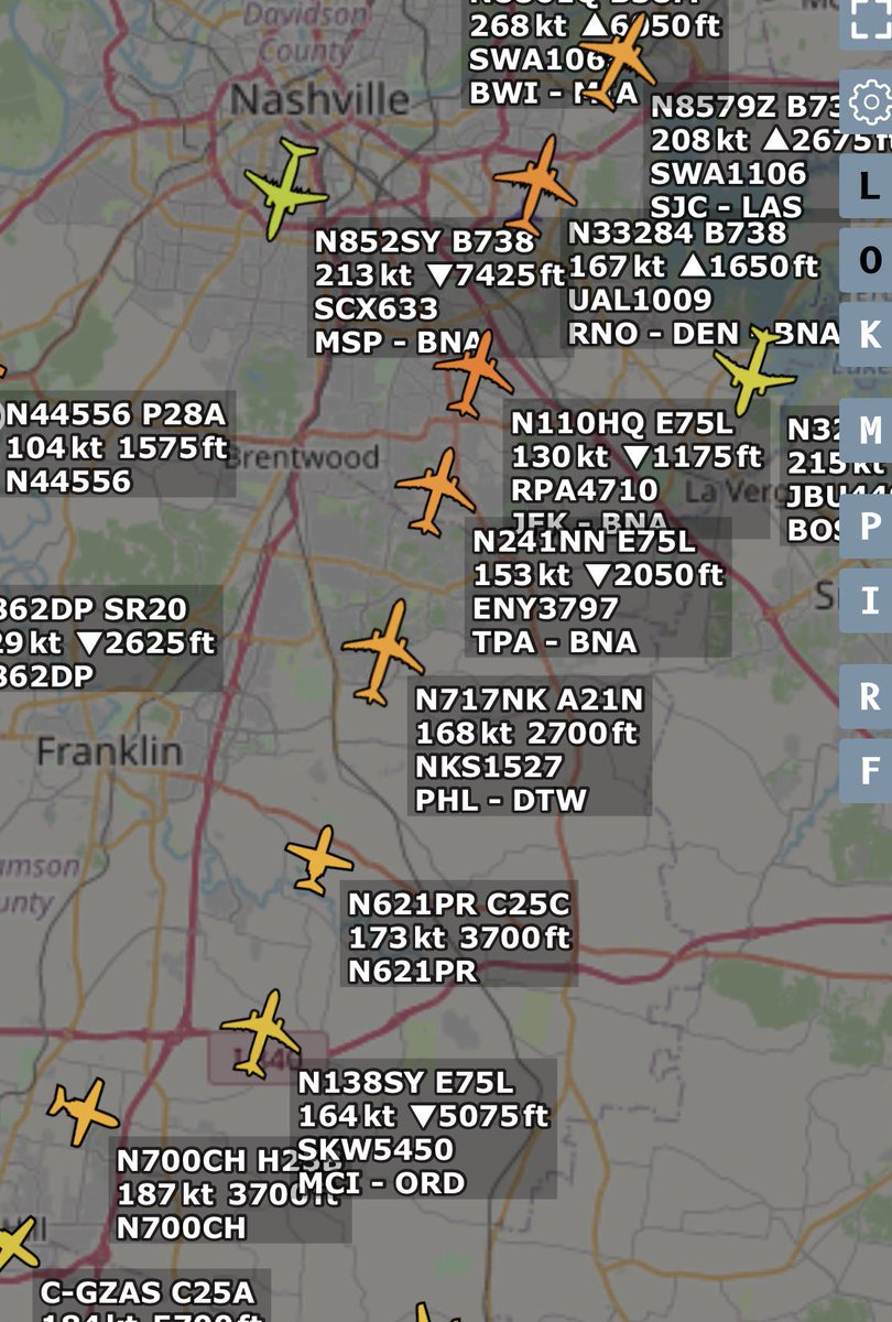 Sunday night rush happening at BNA. Big thanks to the controllers. Stacked up. <a href="/BNATower/">Nashville Tower</a>