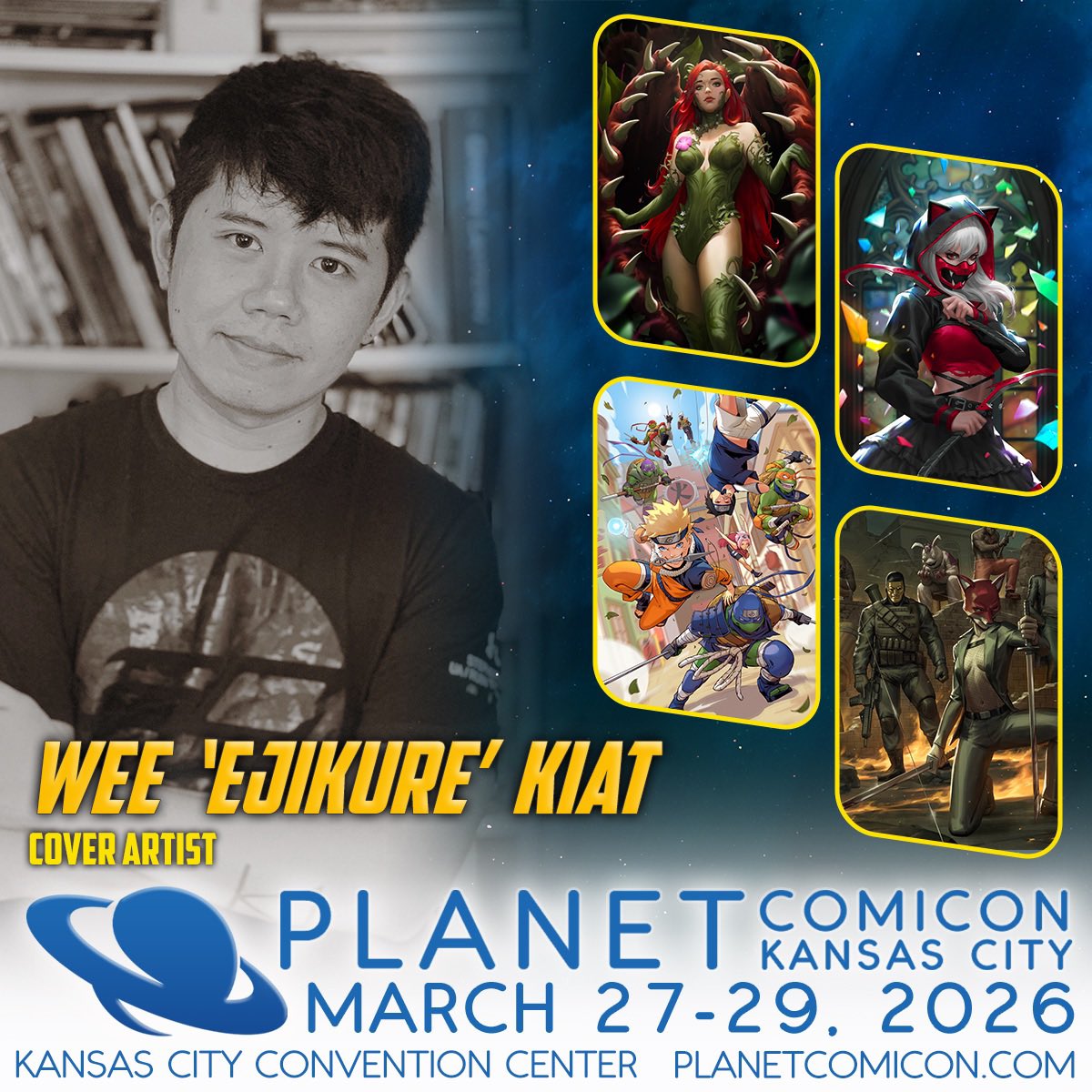 💫 Wee ‘Ejikure’ Kiat will join us all 3 days at Planet Comicon Kansas City! This marks a rare appearance in the states direct from Singapore.

🎟️Tickets at planetcomicon.com