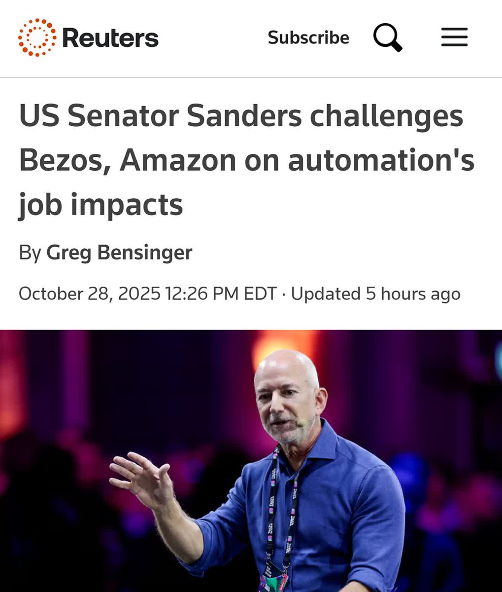 "Amazon execs believe 500k jobs could be cut by replacing warehouse workers with robots"

The fight over "artificial labour" is on.

When Amazon's automation plans are serious enough for Senators to call Bezos to testify — it's time to talk about UBI, not just job retraining.