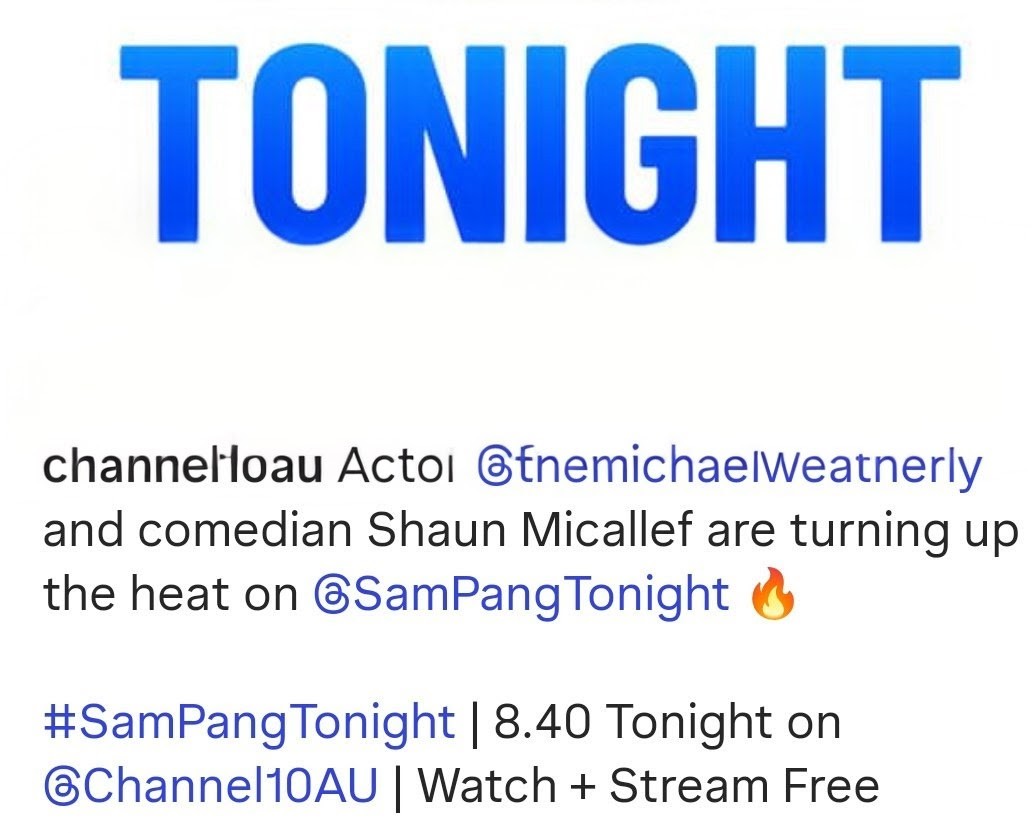 CristalCortesV1's tweet image. Tonight at 8:40 PM (Australia time) Michael Weatherly will be on #SamPangTonight 
👏🔥💙🥰
#MichaelWeatherly 
On Channel10AU IG