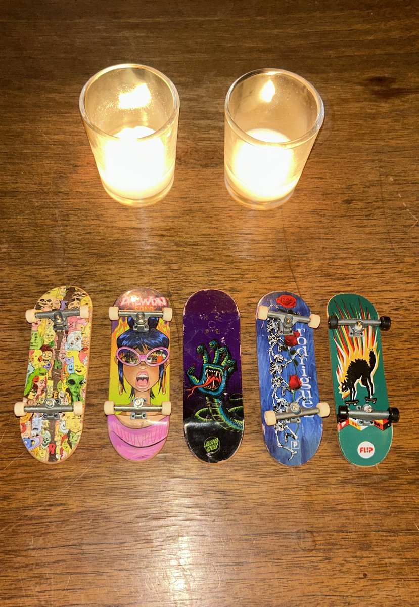 drewdapps's tweet image. Broke all my spookiest fingerboards out for the ritual on Halloween night 🫡