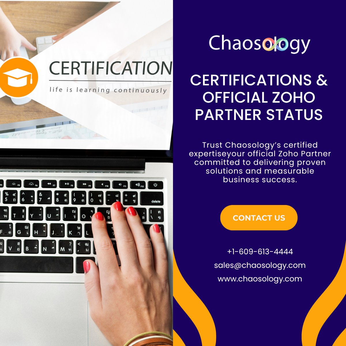 chaosologyHQ's tweet image. Certified. Trusted. Official Zoho Partner—Chaosology delivers expertise you can rely on.
#Chaosology #ZohoPartner #CertifiedExperts #ZohoConsulting #BusinessSolutions
.
.
Visit our website   zurl.co/Y2Xf
Book Now           zurl.co/OOWSy