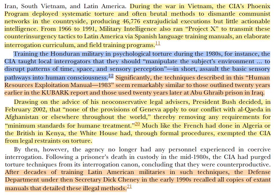 toxictiramisu's tweet photo. CIA torture methods used at Abu Ghraib originated in Project Artichoke, the program that came before MKULTRA. Sensory deprivation, hooding, and forced nudity were first carried out on human subjects, later written into the KUBARK manual, and brought back decades later in Iraq. https://t.co/IRVAyx2FbN