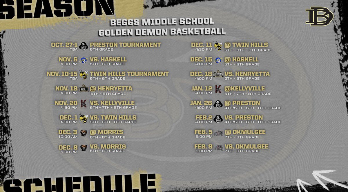 BeggsDemons2023's tweet photo. Here is your 2025/2026 JH Basketball Schedule!!!

Drop a 🏀 in the replies if you’re ready! https://t.co/KR5ElZQIb2