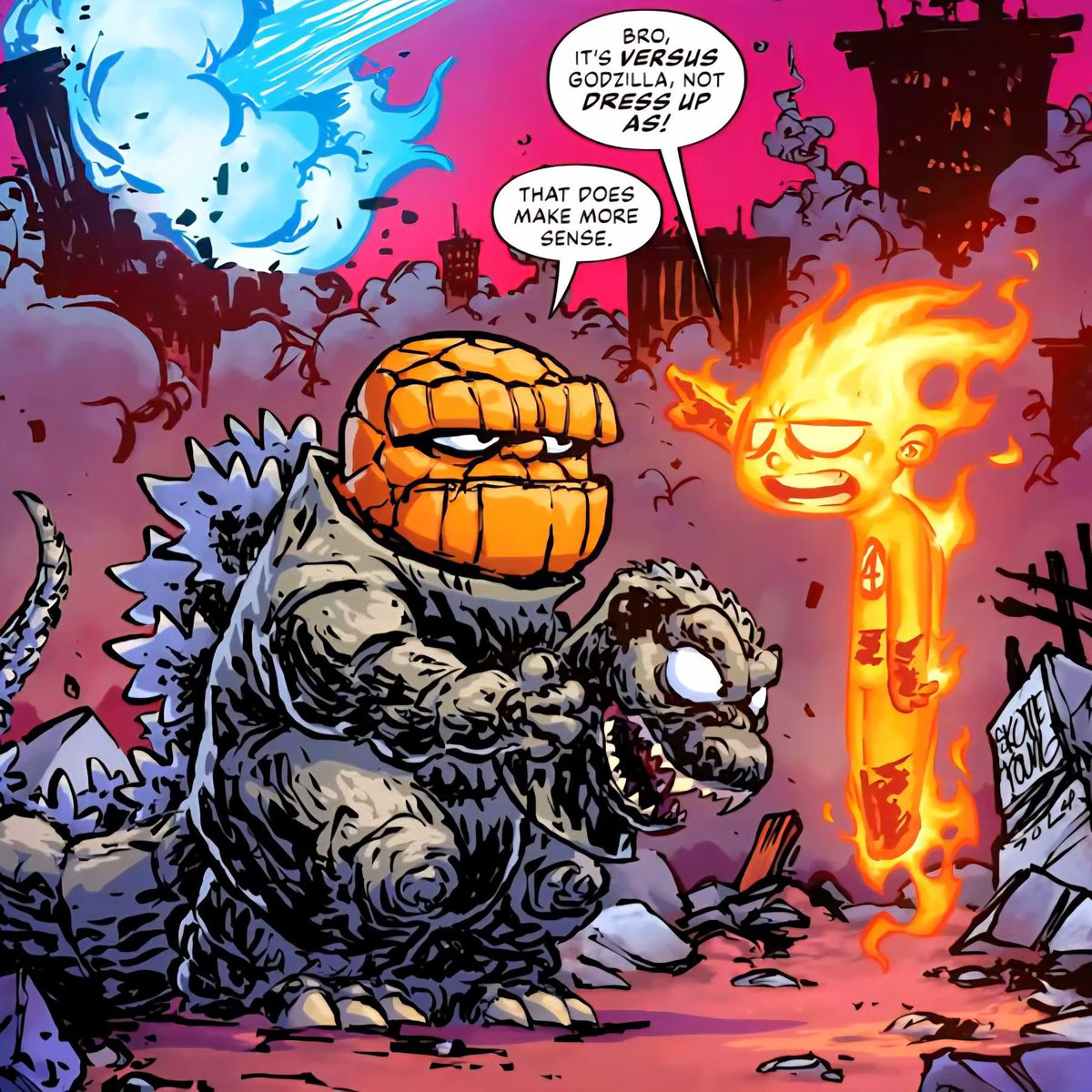 Godzilla Vs. Fantastic Four.