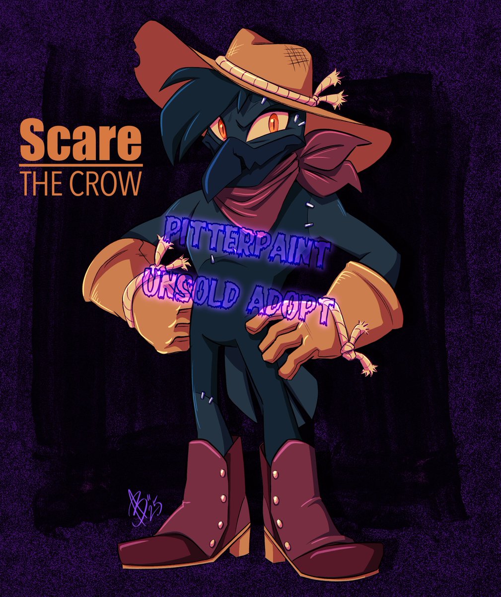 PitterPain's tweet photo. Halloween Themed Adopts 1:

SCARE: the ScareCrow 
-$85 USD

[Adopt comes with a Headshot by @BlimeyToons ]

🔹DM me if you are interested
🔹Comment to claim
(I won’t discuss payment details in the comments)
🔹retweets are appreciated!🩵
#SonicTheHedgehog #sonicadopts #sonicfanart https://t.co/dxQJHxQNqC