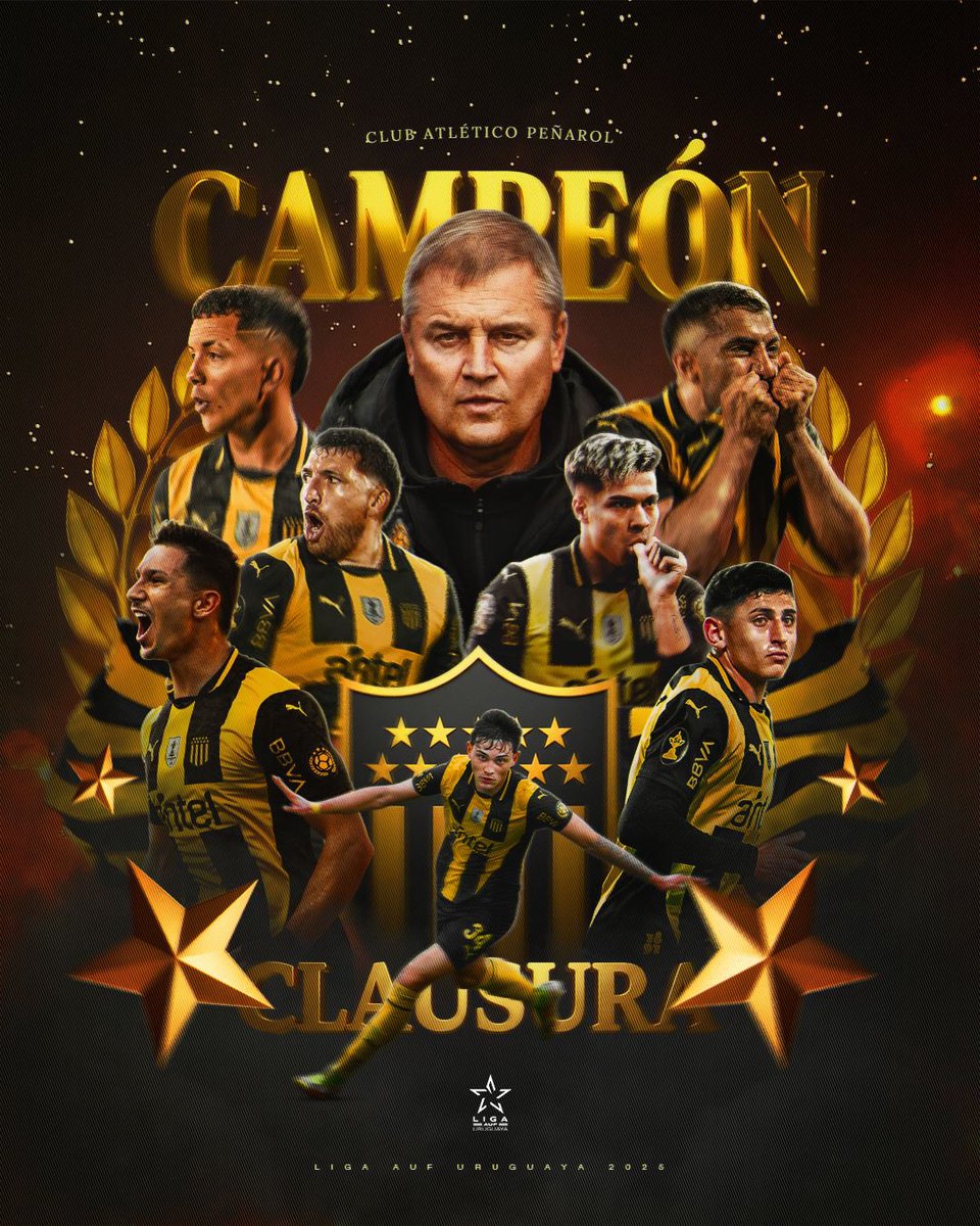 🏆 ¡𝐂𝐀𝐌𝐏𝐄𝐎́𝐍! 🟡⚫️ 

<a href="/OficialCAP/">PEÑAROL</a> obtuvo el Torneo Clausura. ¡Felicitaciones, carboneros! 

#FábricaDeTalentos🌎