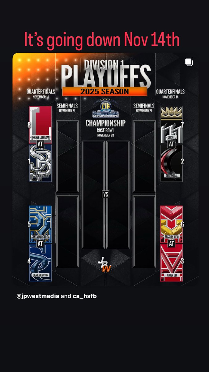 JacobInfante70's tweet photo. D1 playoff bracket is in MV Vs MD. @CSAPrepStar https://t.co/n9Q1CfvEtm