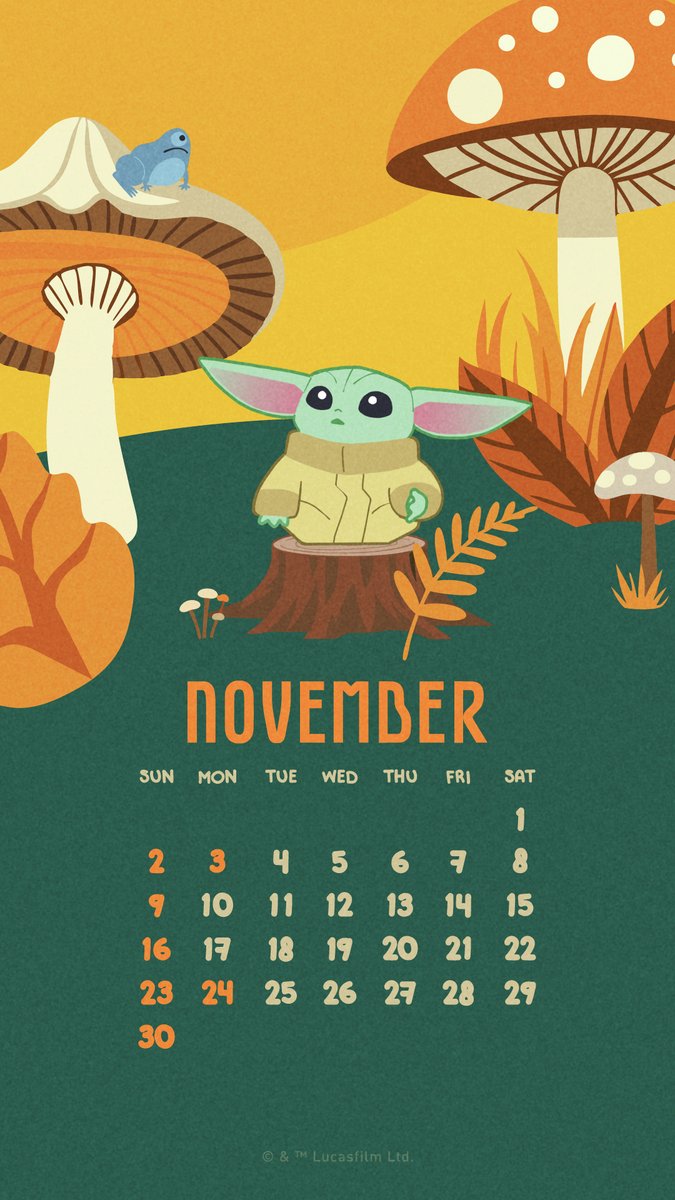 11月の #グローグー カレンダー🍂
 
┈┈ 《カレンダー 保存方法》 ┈┈
1⃣ 画像をタップ
2⃣ 右上にある「•••」を押す
3⃣ 「写真を保存」で保存
 
#スターウォーズ
