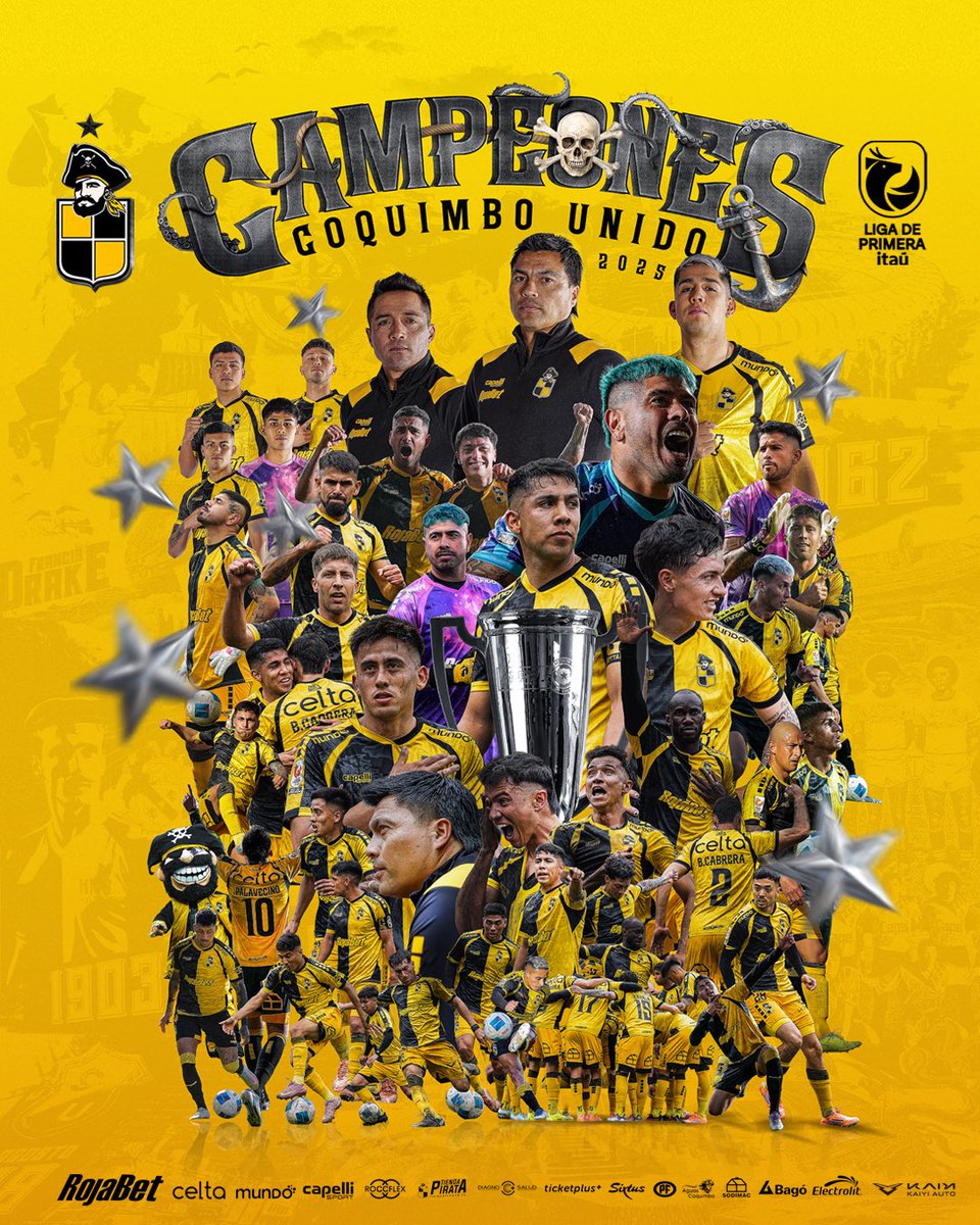 coquimbounido's tweet image. 🥹 ¡COQUIMBO UNIDO CAMPEÓN! 💛🏆🖤

⭐️ La primera estrella bajó directo al puerto PIRATA 🏴‍☠️

#PirataMiViejoAmigo