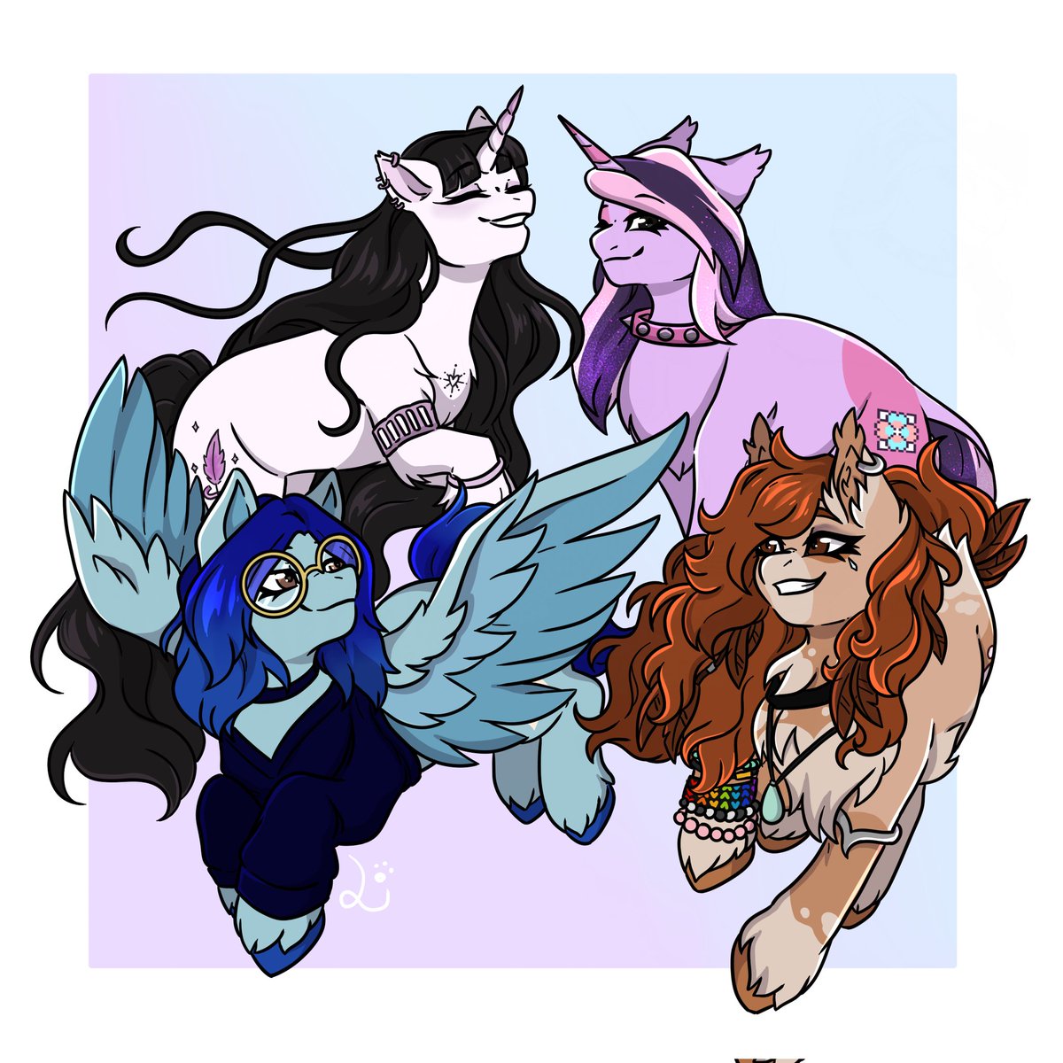 LadySandbox's tweet image. My pookies and I as ponies 🥹