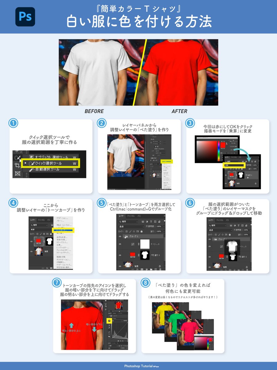 StudioT_ppp's tweet image. 白い服に色を付ける方法

#Photoshop