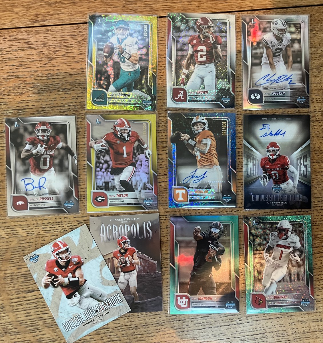 BerkKitchen's tweet photo. Hits from my one bowman u chrome jumbo box @GabeyCardStacks 🤷‍♂️ Zabien /15 Aguilar /150 https://t.co/fwfeSKsfLT
