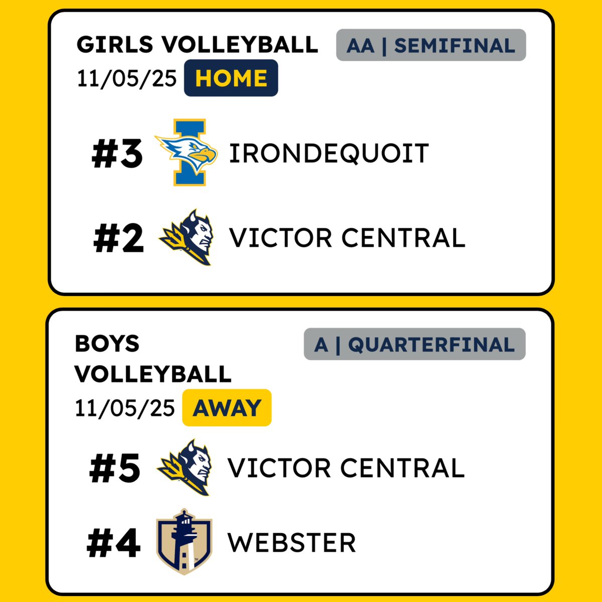 Sectional Volleyball Matchups… Check the schedule this week for digital tickets and streaming links:
sectionvny.org/public/genie/7…