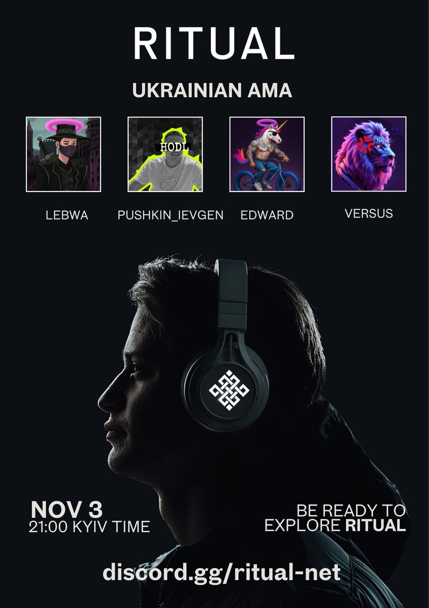 edward_evm's tweet image. Ukrainian AMA with Ritual 🇺🇦

We’ll explore Ritual’s vision, technology, core philosophy, architecture, and growing community, and talk about what makes @ritualnet / @ritualfnd  truly different from other AI blockchain projects

📅November 3rd at 21:00 Kyiv time

Speakers:…