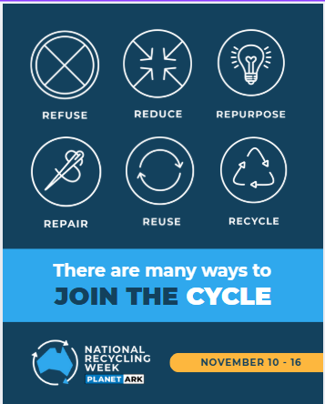 Next week is <a href="/PlanetArk/">Planet Ark</a> National Recycling Week! We will be sharing tips and helping clear up some of the most common recycling mistakes!
Before recycling we can make an impact by practising a few of the ‘R’s.
Learn more: nationalrecyclingweek.com.au