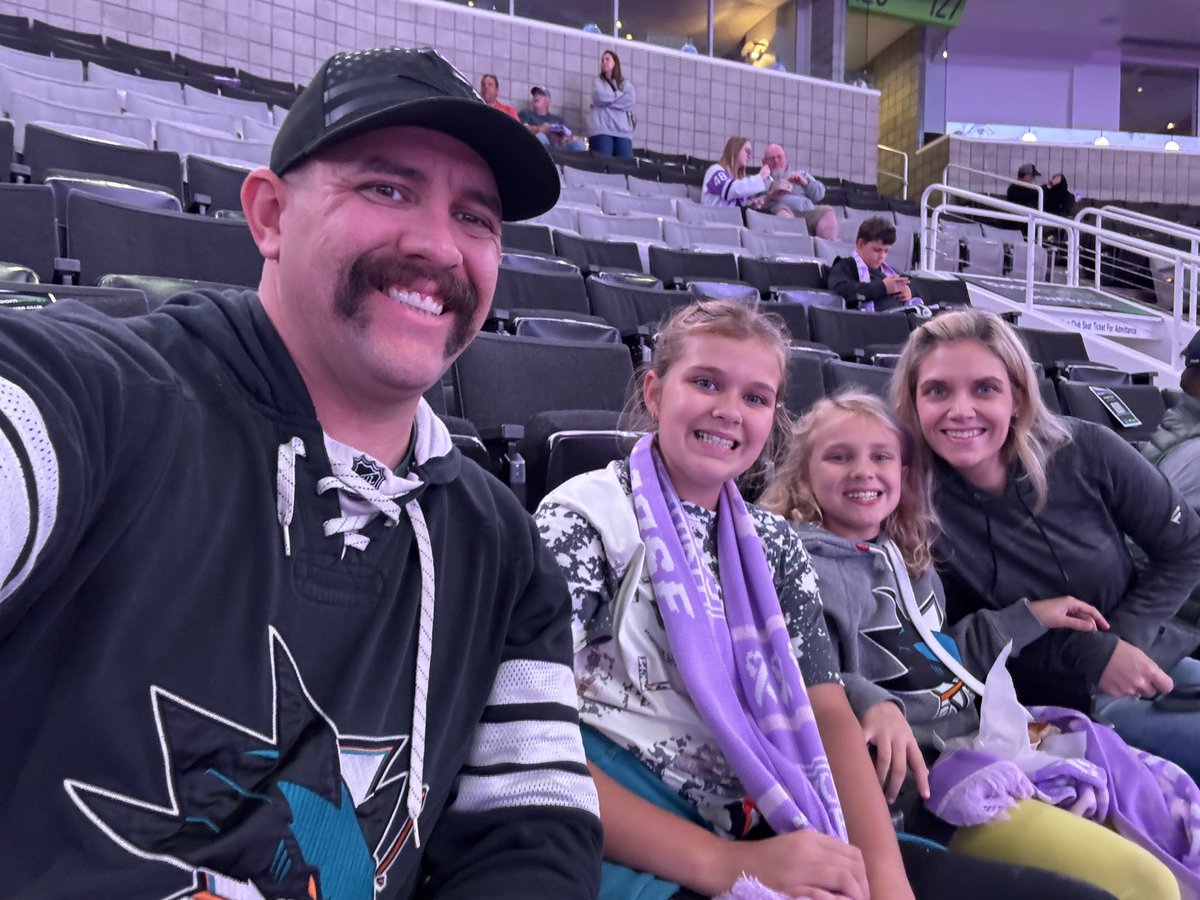 Jonnyp56's tweet photo. Got to take the girls the @SanJoseSharks game tonight! Thank you to @1stTix and the Sharks for the donated tickets! #thefutureisteal #firstresponder #familytime https://t.co/nm4PU2OG68
