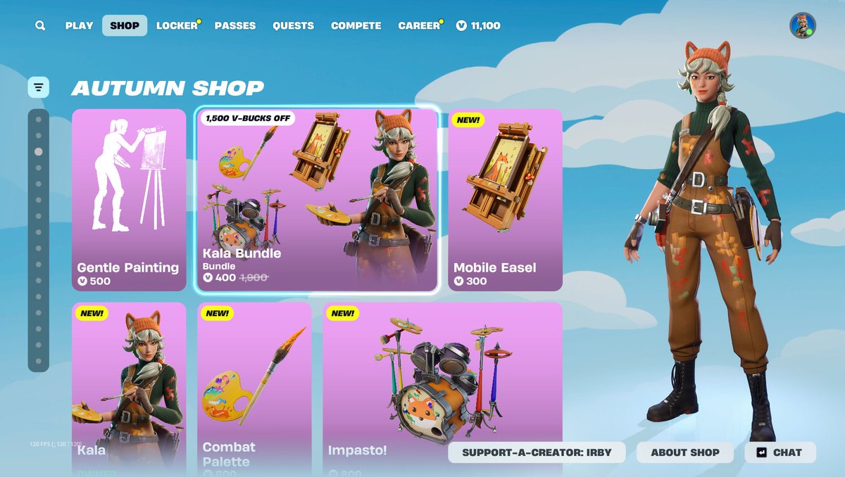 its_irby's tweet image. Kala is in the item shop! 

Use code &quot;irby&quot; if you&apos;d like to support me &amp;lt;3 #Fortnite