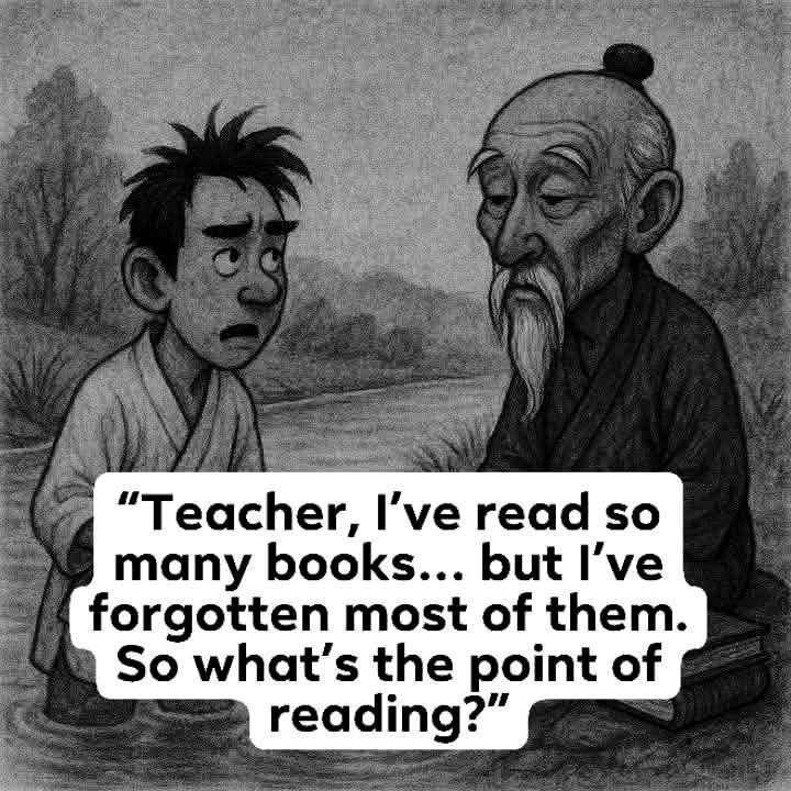 “Teacher, I’ve read so many books… but I’ve forgotten most of them. So what’s the point of reading?”

That was the question of a curious student to his Master. The teacher didn’t answer. He just looked at him in silence.

A few days later, they were sitting by a river, suddenly,