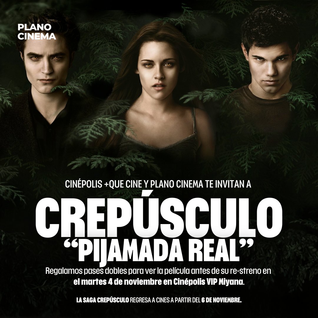¡Gana tu pase doble para la función especial de Crepúsculo! 🩸🌙

Para participar solo sigue estos 3 pasos:
✅ Dale like a este tweet.
✅ Retweetea esta publicación.
✅ Comenta tu nombre completo y por qué quieres ir.

Los ganadores se anunciarán el lunes por la mañana.

La