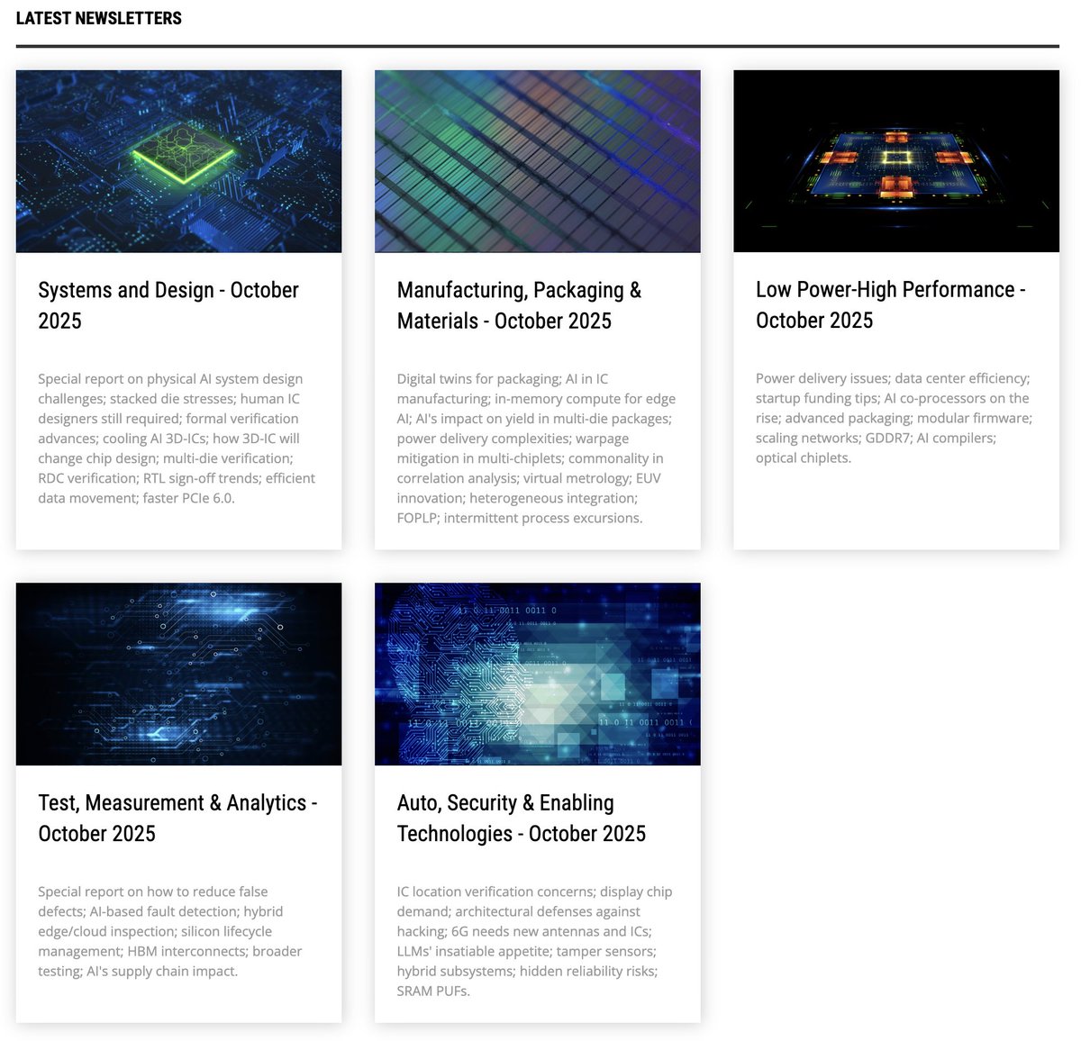 SemiEngineering's tweet image. Semiconductor Engineering&apos;s latest 5 channel newsletters. Useful page to bookmark
semiengineering.com/insights-newsl…

#semiconductor