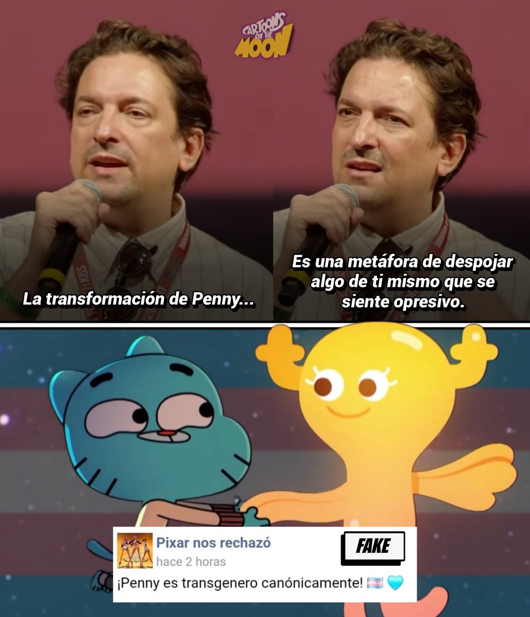 Está circulando el rumor de que el creador de Gumball confirmó que Penny es transgénero:

En ningún momento de la conferencia menciona eso.

Sus palabras fueron que el personaje podía servir como una metáfora para las personas trans, o para cualquier otra que sienta que deba