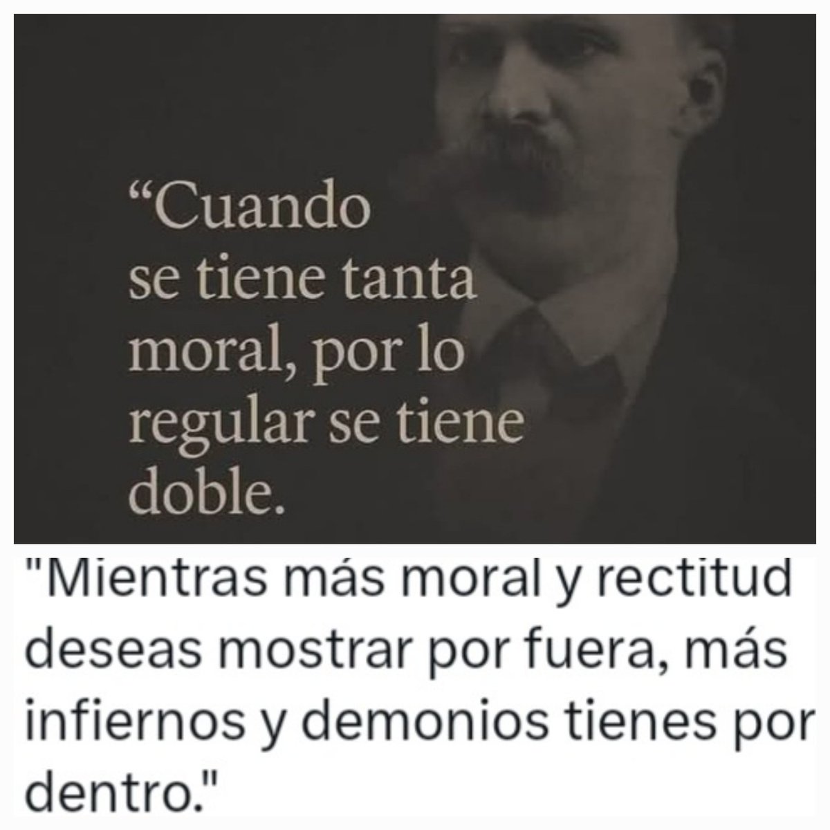 ... ambos carteles exponen una gran verdad ... por eso no creo en esas alturas y en esas poses morales ...