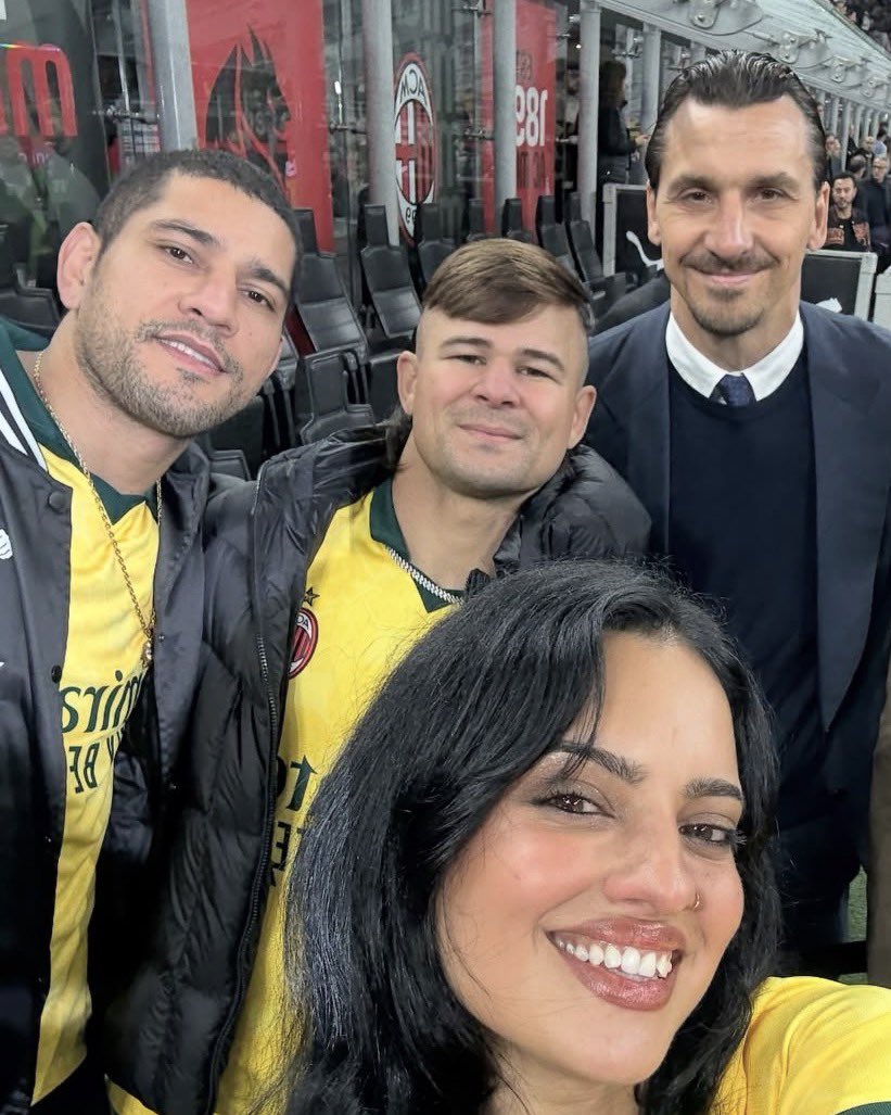 acdmma_'s tweet image. Alex Pereira, Diego Lopes and Zlatan Ibrahimovic linked up today to watch the AC Milan match ⚽️🔥