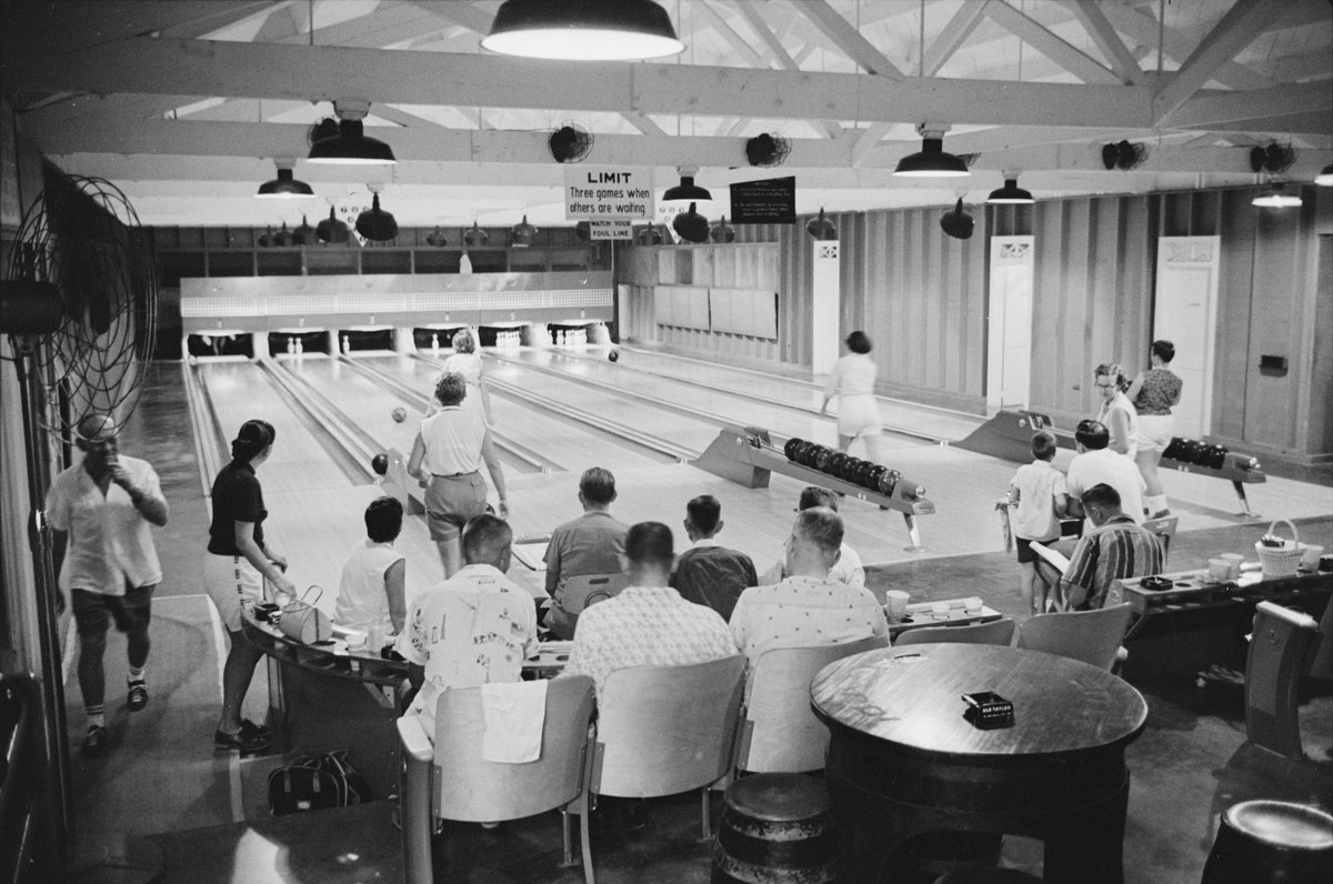Americans at the bowling alley 
Guantanamo Bay Naval Base, Cuba
1960