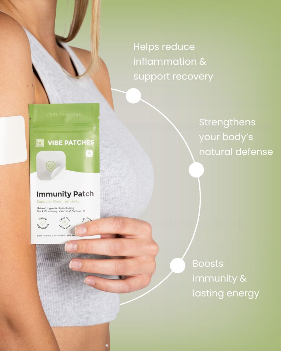 VibePatches's tweet image. Cold season? Never heard of it. 💪
The Immunity Patch supports daily defense with Vitamin C, D3 &amp;amp; Zinc for 10 hrs of immune support.

✨ BUY ONE, GET ONE FREE sale is live site-wide! ✨

Peel. Stick. Defend. 🌿
#ImmunityPatch #VibePatches #VitaminPatch