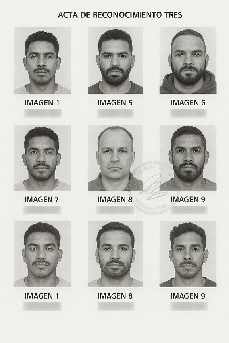 Я, конечно, не могу показать оригинал (иллюстрация - сильно изменена ИИ чтобы сохранить конфиденциальность).

Мелкое уголовное дело. Акт распознавания по фото. Свидетель распознаёт "русского мужчину 40 лет". На странице 9 фото мужчин. Один, значит, наш, с рязанской физиономией. И