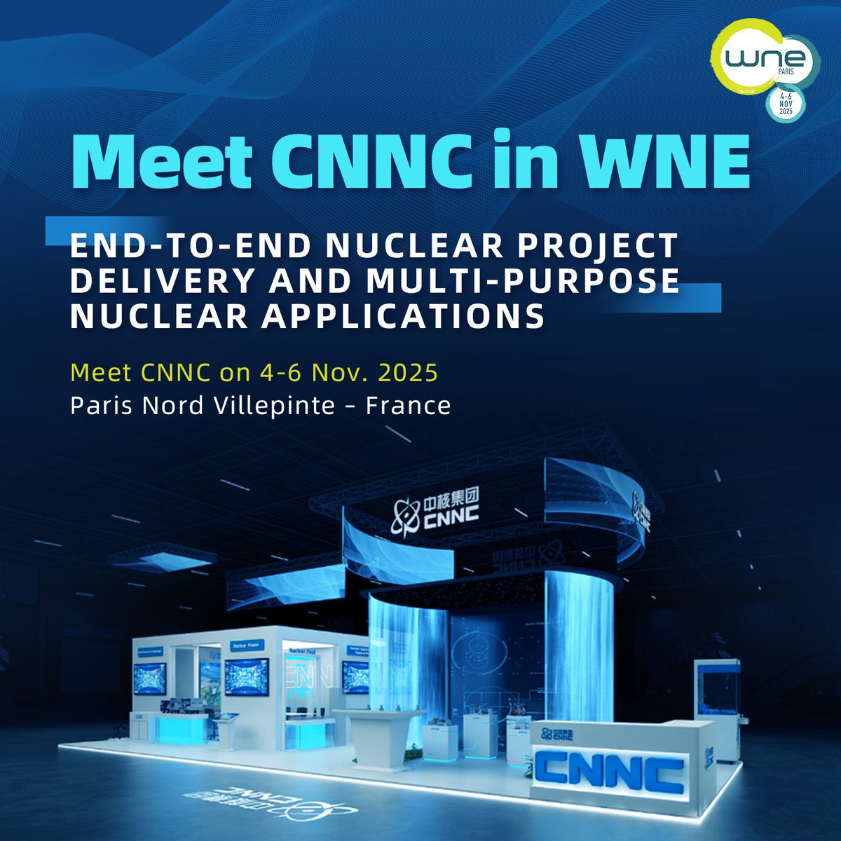 Meet us in Paris! On the World Nuclear Exhibition from Nov.4 to Nov.6, We will share expertise in end-to-end nuclear project delivery. Additionally, we will share experience and exchange insights on multi-purpose nuclear applications we have developed.<a href="/Exhibition_WNE/">WNE - World Nuclear Exhibition</a>
