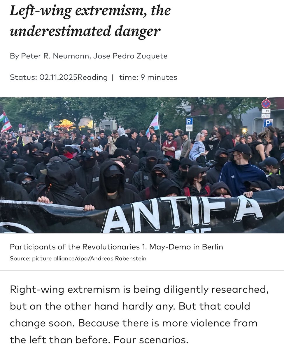 German intelligence recorded a 40% increase in LEFT-WING CRlME between 2023 and 2024.

Then why the hell did they put ME under surveillance??? 😂