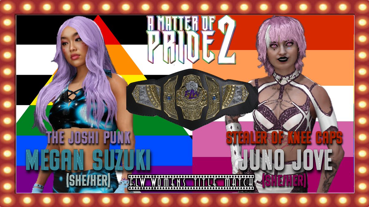 LGBTKOGym's tweet image. MATCH ANNOUNCEMENT

@FLW2K has put forward @TheJoshiPunk to defend her Women's World Title at A Matter of Pride 2. After watching in the crowd in June, Juno Jove (@JovianTwins) wants to make sure she gets a chance for a big AMOP Moment! Can the Jovian twin walk out with gold?