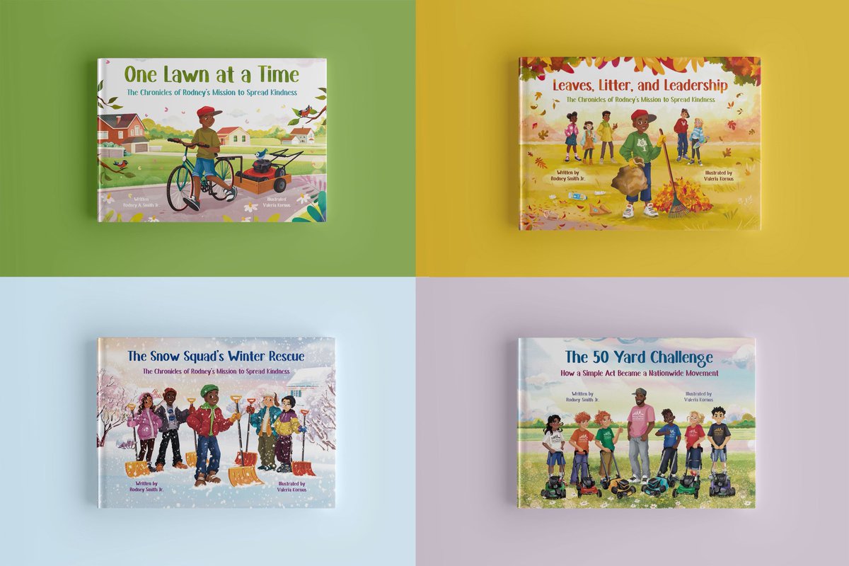 iamrodneysmith's tweet photo. My fourth self published children’s book, The 50 Yard Challenge: How a Simple Act Became a Nationwide Movement, is here! My first three books — One Lawn at a Time, Leaves, Litter & Leadership, and The Snow Squad’s Winter Rescue — reimagined parts of my real-life story as if I were a kid growing up today. But this new book is different — it’s me in the present day, running Raising Men & Women Lawn Care Service and sharing real stories from my journey. It’s filled with heart, purpose, and the same message that started it all: that one act of kindness can spark a movement.

I had the honor of teaming up once again with the incredibly talented, award-winning children’s book illustrator Valeria Kornus, who has brought this story to life with her amazing artwork. Working with her again has been such a joy — she captured the spirit, emotion, and mission behind every page perfectly. 

This book means so much to me, and I’m so proud of how it turned out. It’s more than just a story — it’s a celebration of service, growth, and the power of giving back. 

You can learn more about this new release and all my other books at: https://t.co/CkQseOmpsY