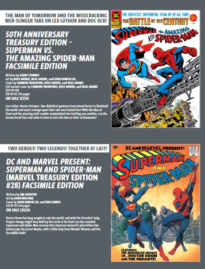 50th Anniversary of Superman vs Spider-Man

Treasury Facsimile - $20 - on sale January 2026