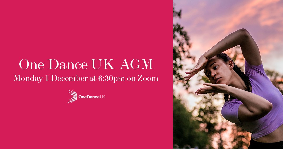 One Dance UK members are invited to our Annual General meeting (AGM), which will be taking place on 1 December at 6:30pm on Zoom.

Hear about our year, our plans for the future, and vote on Board members.

📩 Check your email for more details!

Register: us02web.zoom.us/webinar/regist…