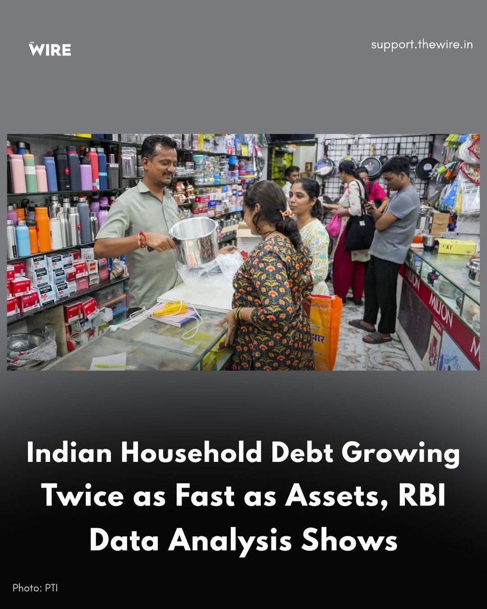Indian household debt has grown more than twice as fast as their financial assets since the pre-pandemic period.

While the amount of financial assets added each year grew by 48% between 2019 &amp; 2025