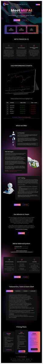 Codedhub_Studio's tweet image. Day 22 - @MetaFinancialAI Website Homepage Revamp - From flat to futuristic

Redesigned @MetaFinancialAI homepage to reflect true AI intelligence in trading.

$MEFAI delivers real signals, real results, transparently

Version 2 of the Initial Design

#AI #CryptoMarket #UIDesign