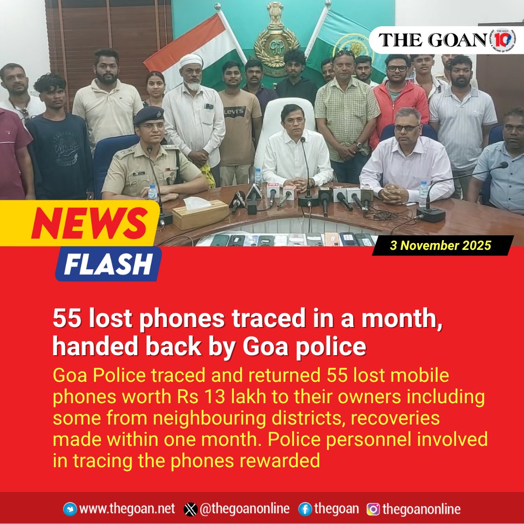 thegoanonline's tweet image. 55 lost #phones traced in a month, handed back by Goa police

#Goa #BreakingNews #GoaPolice
