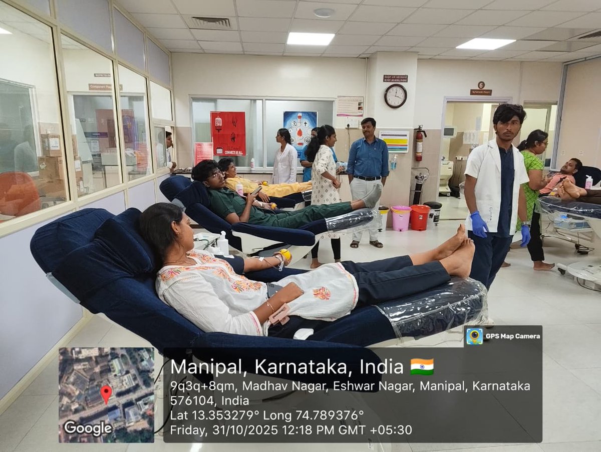 Health &amp; Social Welfare Committee of SNA <a href="/MconManipal/">MCON_Manipal</a> <a href="/MAHE_Manipal/">Manipal Academy of Higher Education</a> organised a blood donation drive on 31.10.25 at the Blood Centre @ Kasturba Hospital, Manipal. A total of 63 students &amp; five faculty members volunteered to donate blood.